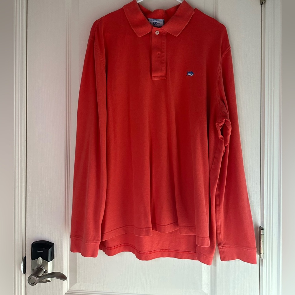 Men’s long sleeve orange tangerine  fish polo